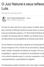 O Juiz Natural e seus reflexos no caso do Lula.